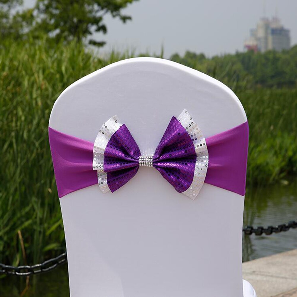 1pc Bows Chair Sashes  Elastic Cloth Chair Ribbon