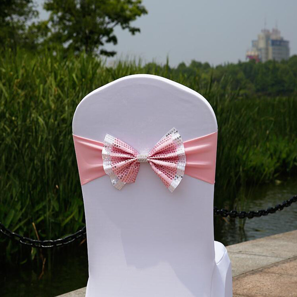 1pc Bows Chair Sashes  Elastic Cloth Chair Ribbon