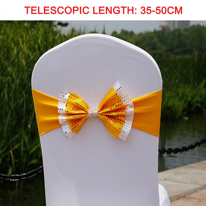 1pc Bows Chair Sashes  Elastic Cloth Chair Ribbon