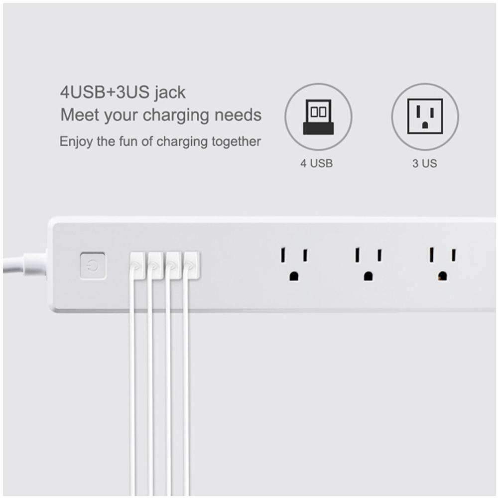 4 x USB Ports + 3 x US Plug Jack WiFi Remote Control Smart Power