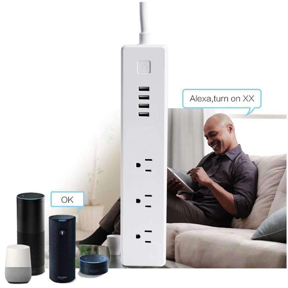 4 x USB Ports + 3 x US Plug Jack WiFi Remote Control Smart Power