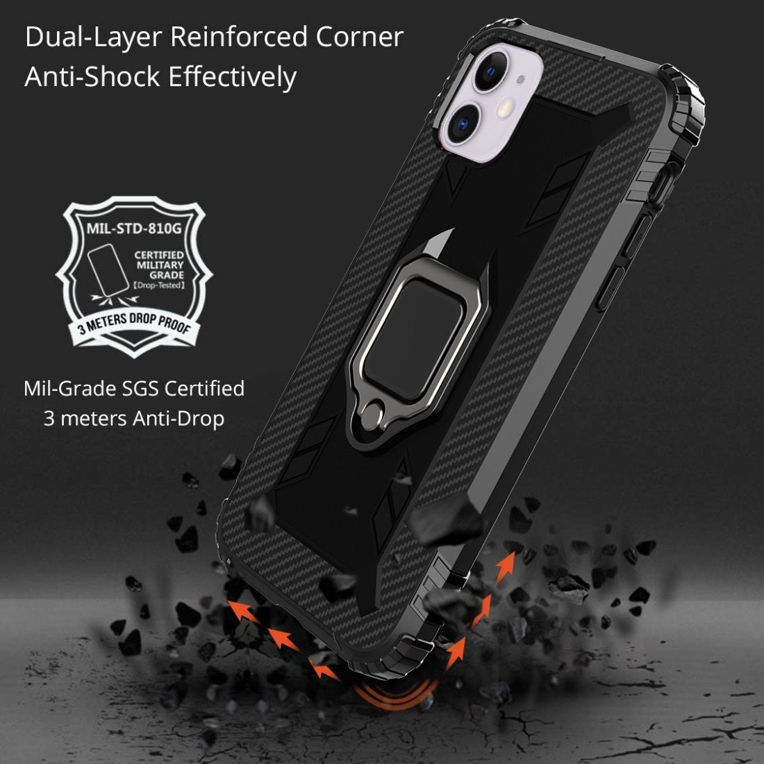 AMZER Sainik Case With 360° Magnetic Ring Holder for iPhone 12 Pro Max