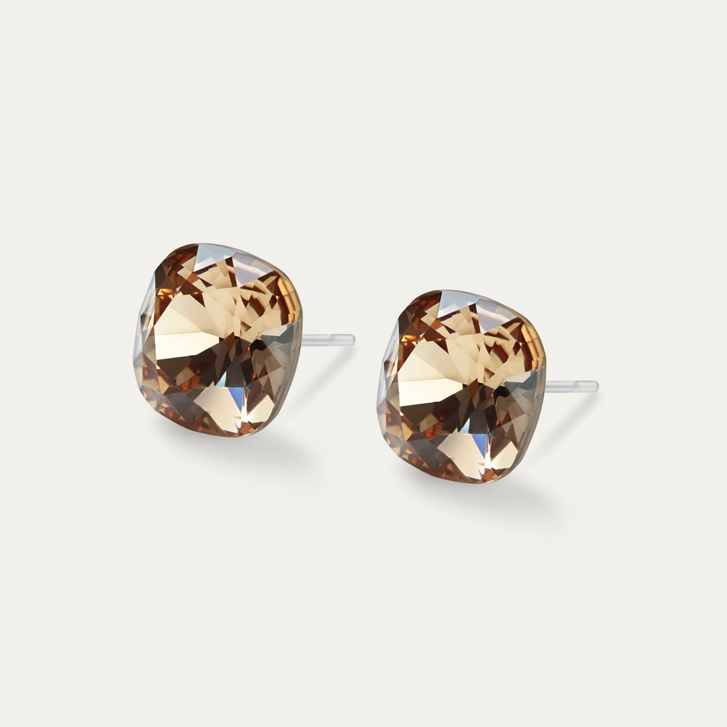 Sophia - Light Col Topaz - 10mm Brown Color Crystal Cushion -