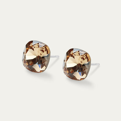 Sophia - Light Col Topaz - 10mm Brown Color Crystal Cushion -