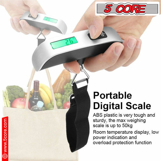 5Core Digital Luggage Scale Travel Weight Scales Hanging Baggage