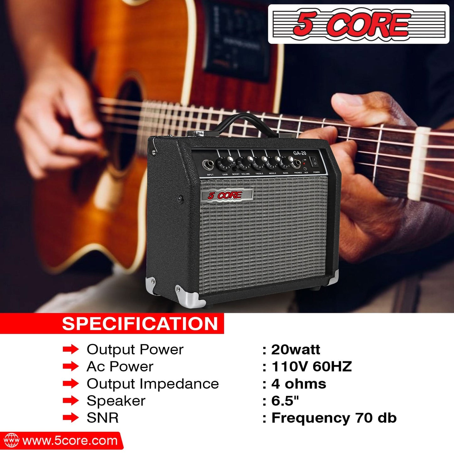5 Core Guitar Amp For Electric Bass Acoustic Portable Amplifier