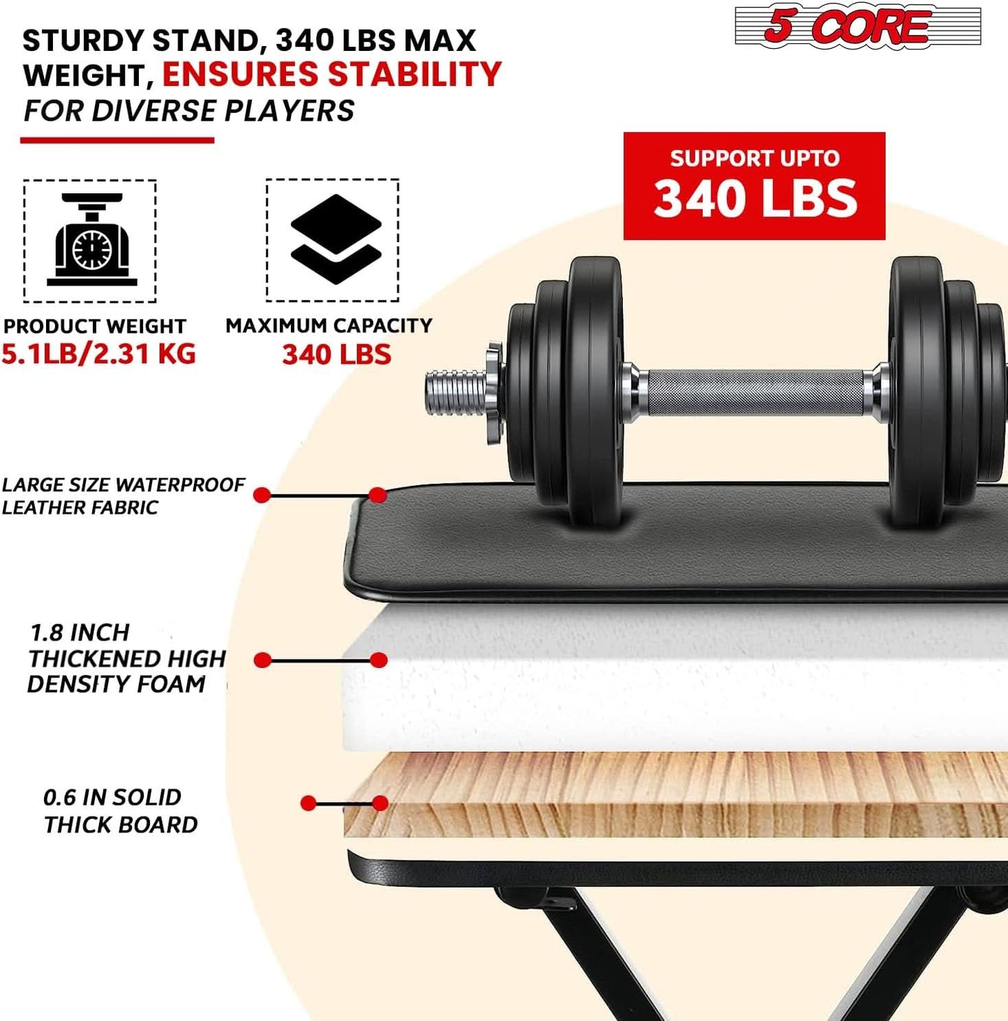 5Core Keyboard Stand Adjustable z Style Piano Riser + Keyboard Piano