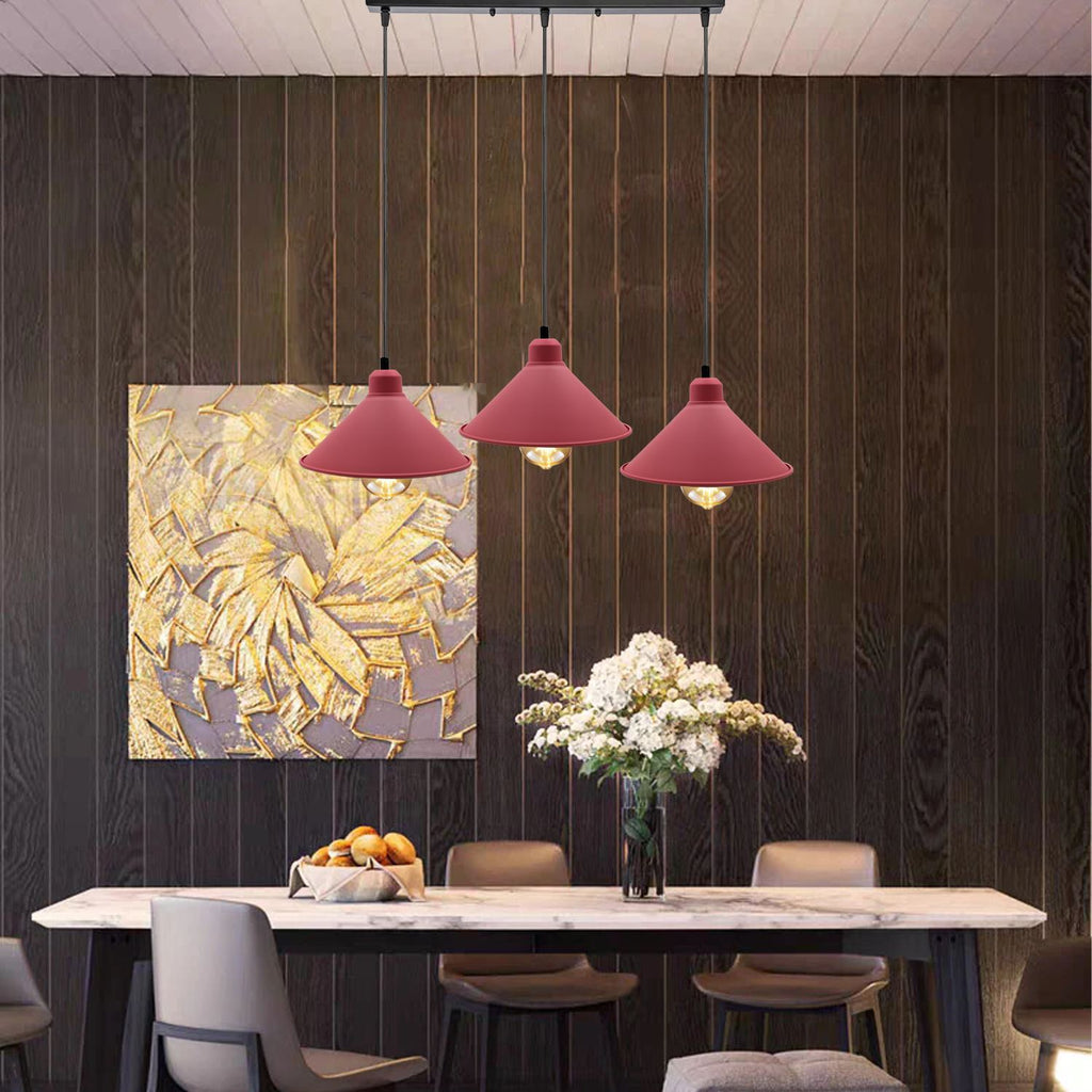 Retro Industrial Hanging Chandelier Ceiling Cone Shade pink colour
