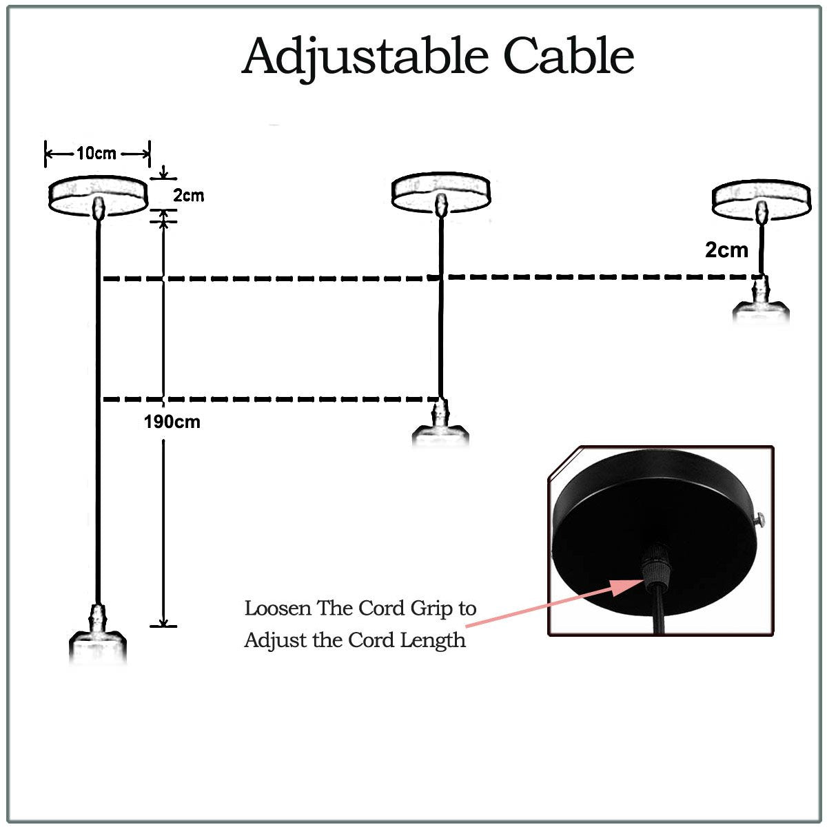 4 Outlet 2m Black & White Round Cable E27 Base Satin Nickel Holder Secondary image
