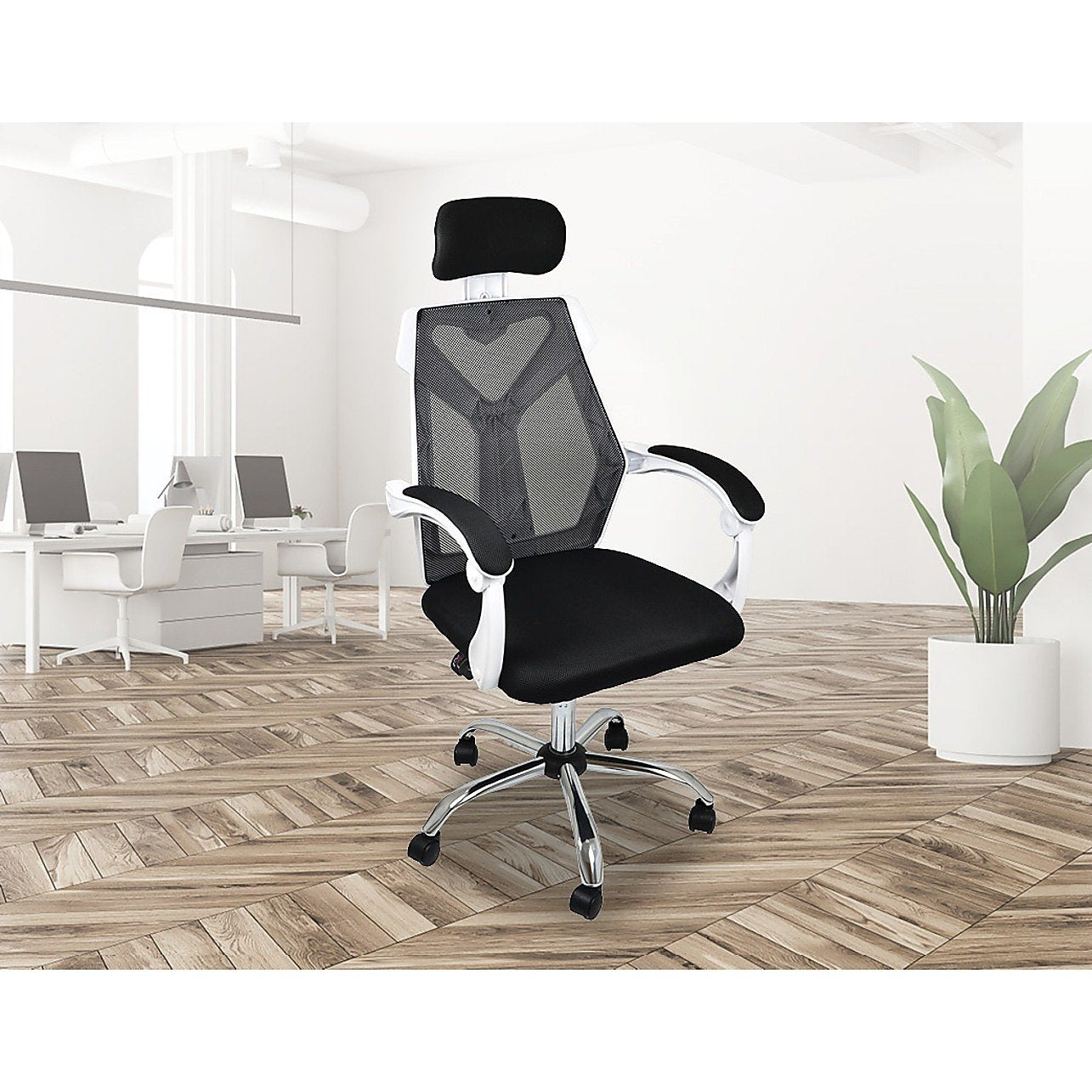 Office Chair Gaming Computer Chairs Mesh Back Foam Seat - White Main image