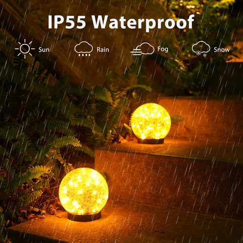 WM Solarera 2 Pcs Waterproof Outdoor Decorative Globe Solar Lights