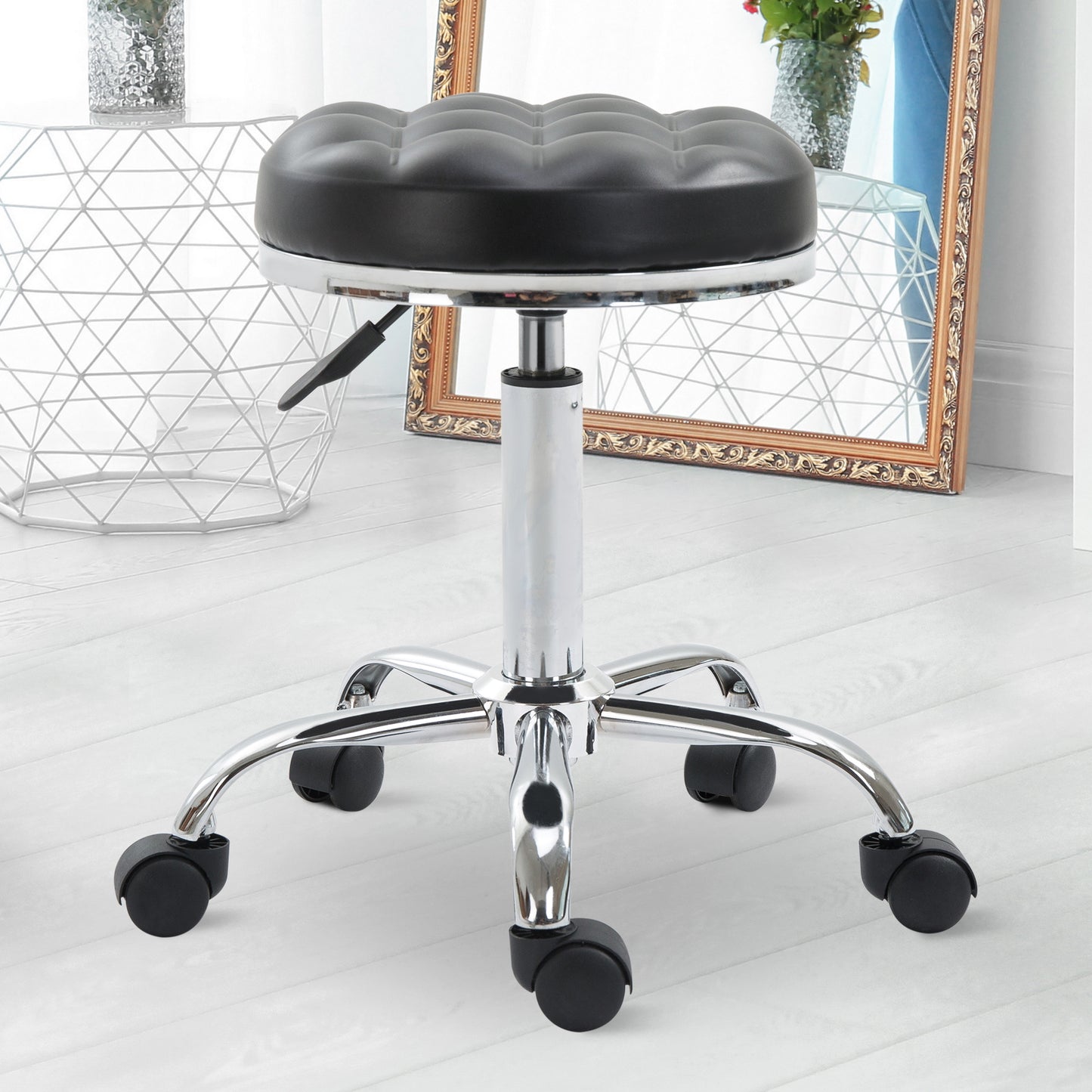 HOMCOM Rolling Swivel Padded Tattoo Spa Chair Rolling Massage Spa