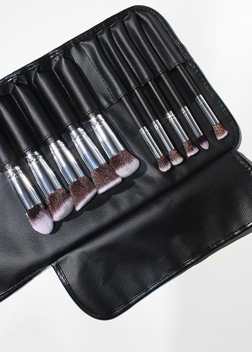 10 pc Makeup Brush Set all Wooden Handles