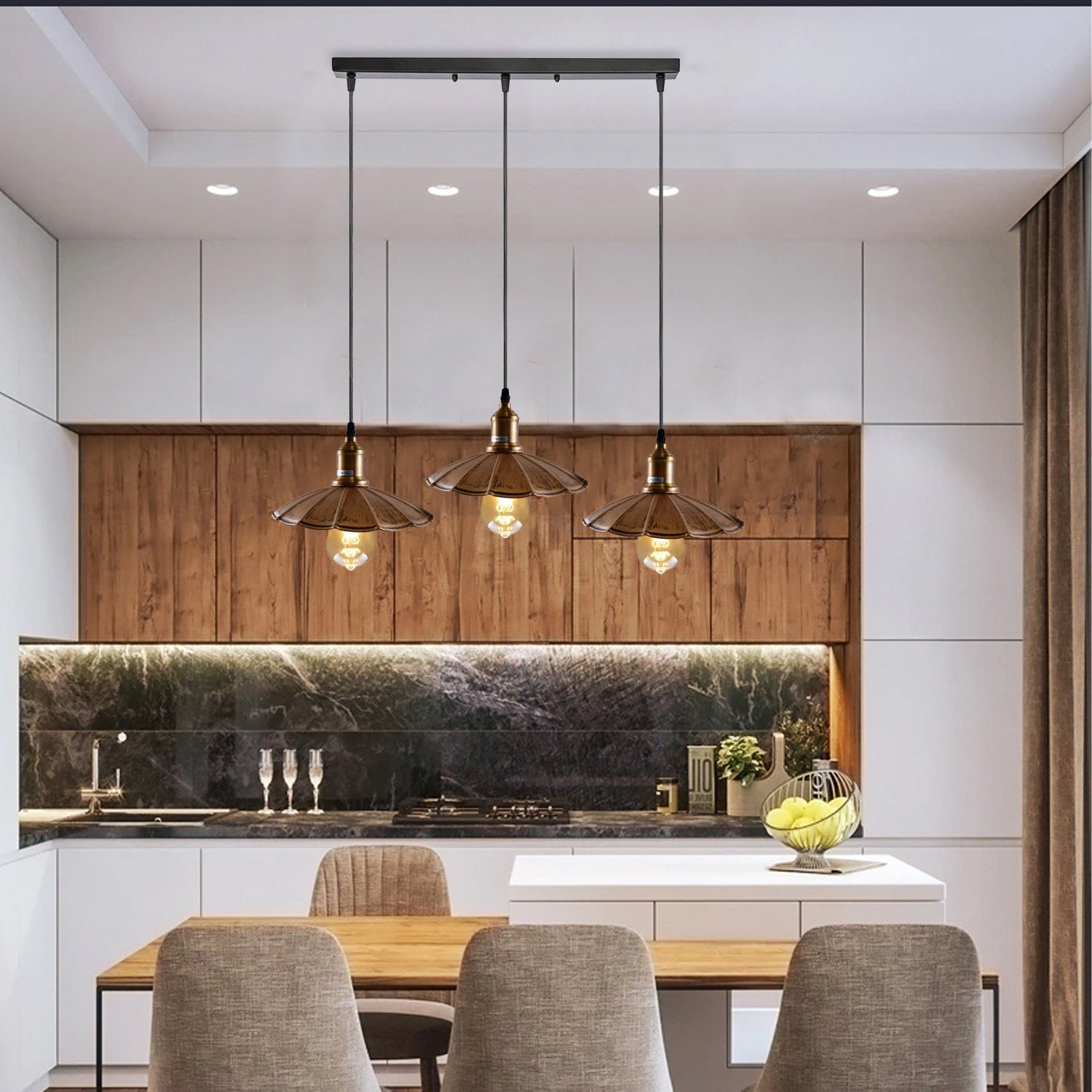 Stylish Copper 3 Pendant Light Fixture Umbrella Design~1482