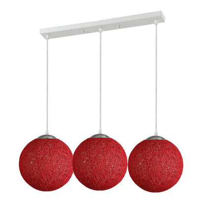 3 Head Red Rattan Pendant Light Living Room Décor ~1881