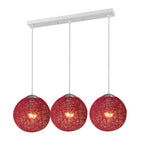 3 Head Red Rattan Pendant Light Living Room Décor ~1881