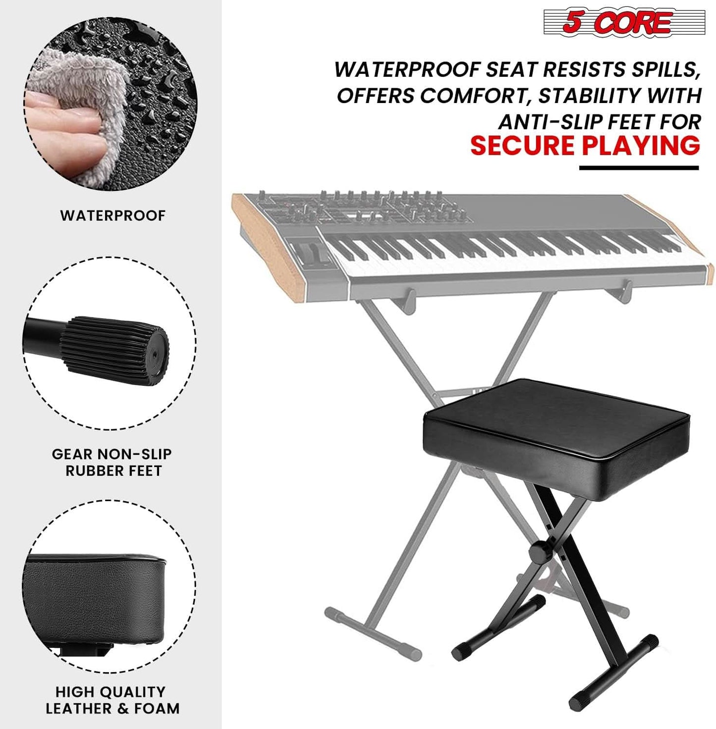 5Core Keyboard Stand Adjustable z Style Piano Riser + Keyboard Piano