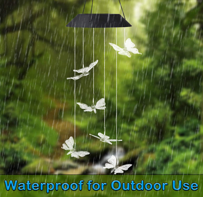 Solar Power Butterfly Wind Chimes Outdoors