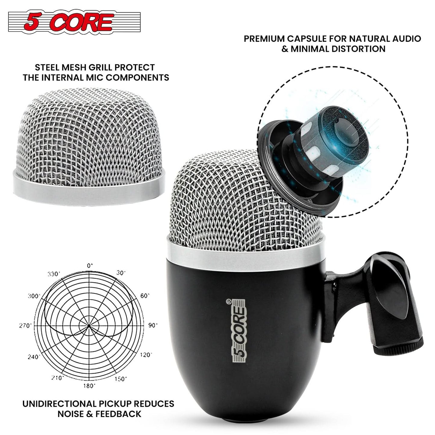 5Core Conga Mic Snare Tom Microphone Drum Kit Condenser XLR Instrument