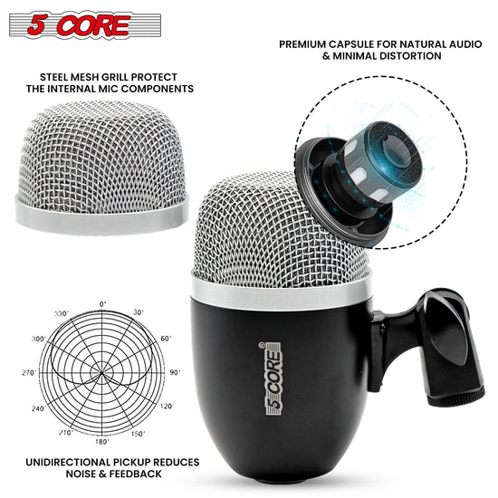 5Core Conga Mic Snare Tom Microphone Drum Kit Condenser XLR Instrument