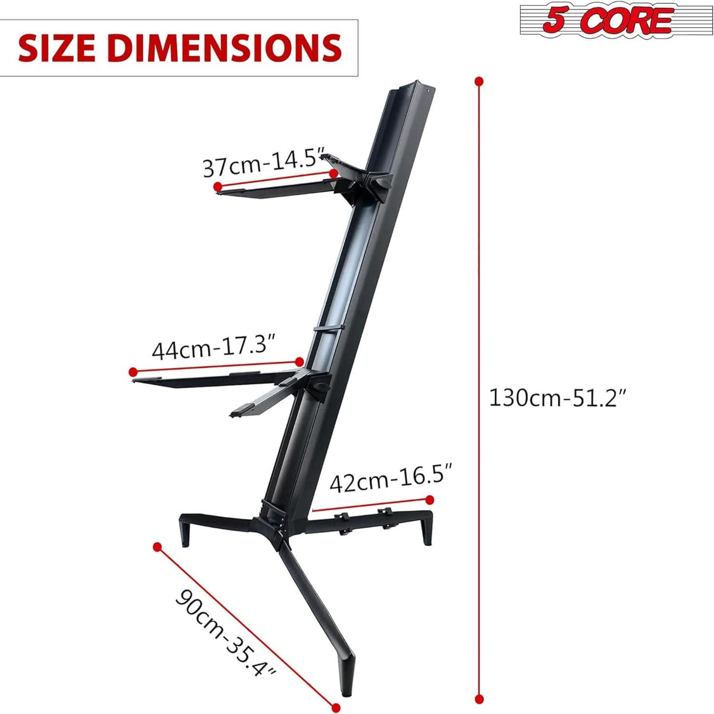 5Core Keyboard Stand 2 Tier Classic Adjustable Electric Piano Sturdy