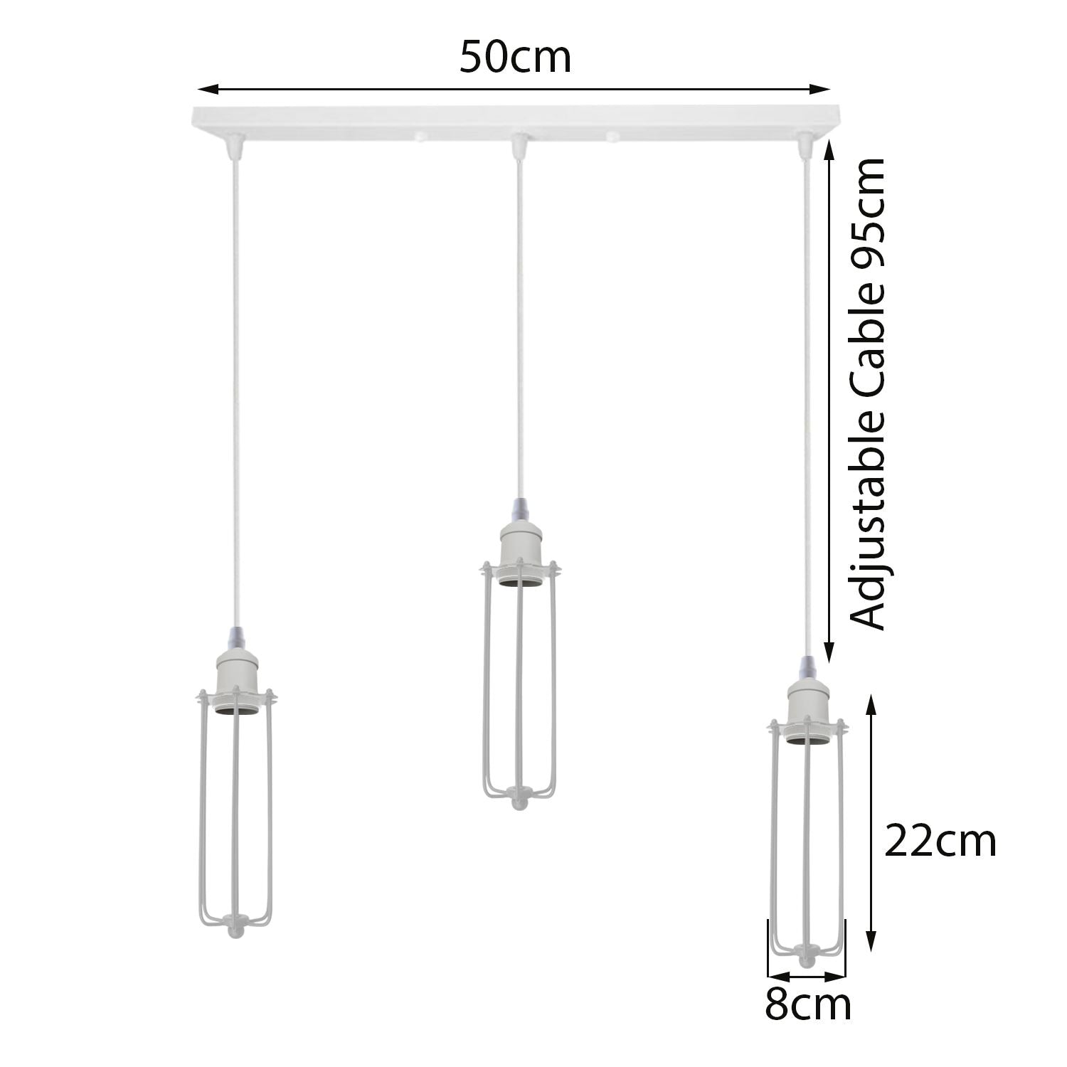 Industrial White colour Wire Cage Shade 3 Head  Pendant Light~3400