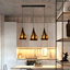 Modern Retro Industrial Crystal Ceiling Light Black Shade 3Head