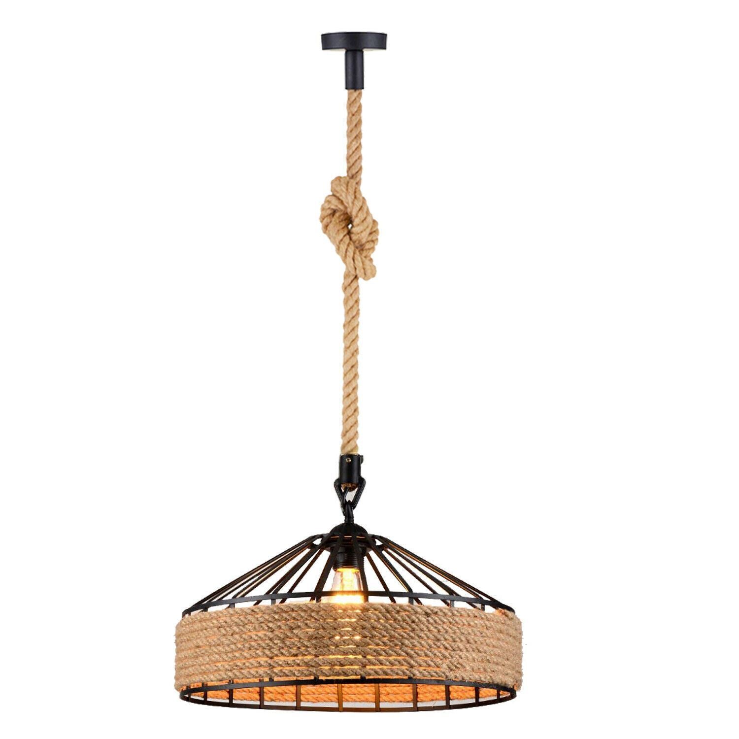 Retro Hemp Rope Pendant Lighting fixtures~1104 Main image