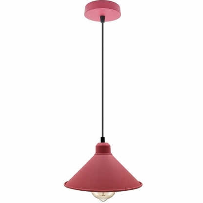 Retro Industrial Hanging Chandelier Ceiling Cone Shade pink colour