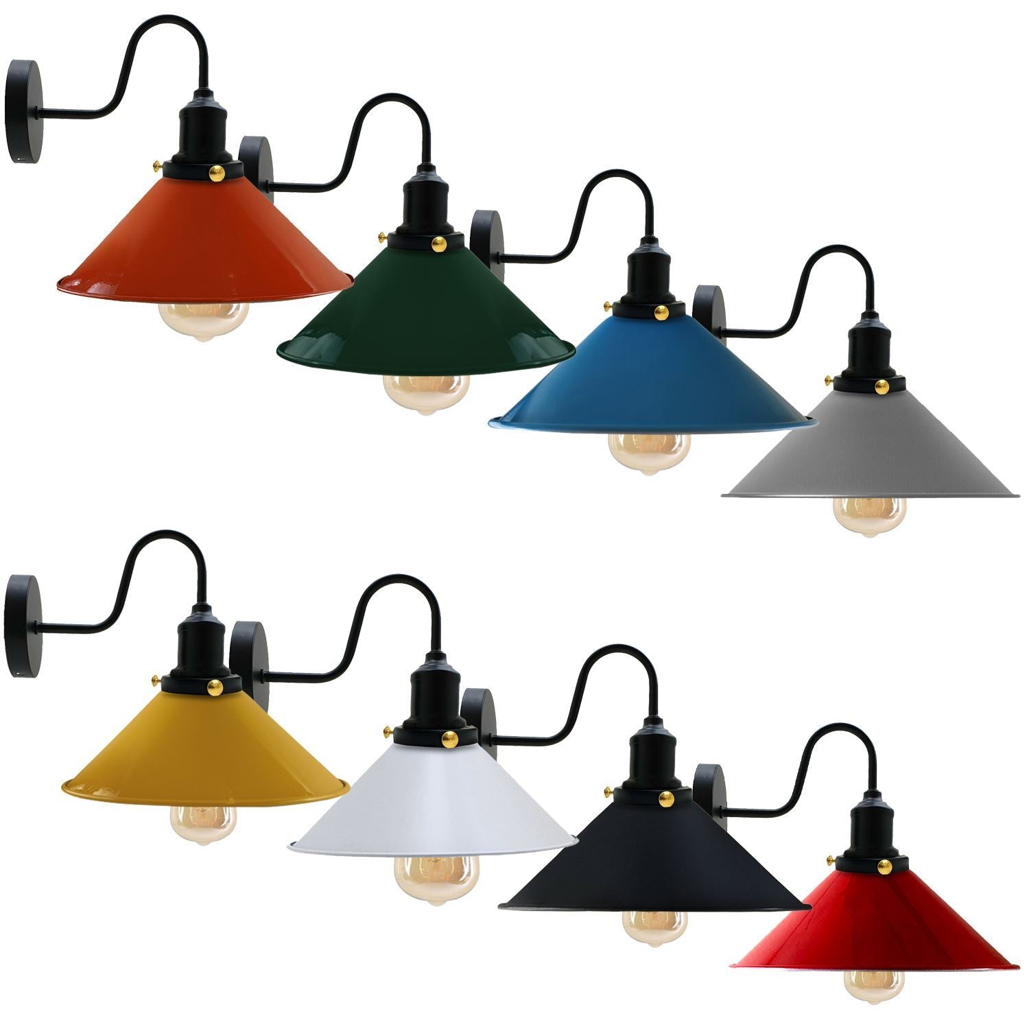 Vintage Industrial Swan Neck Wall Light Indoor Sconce Metal Cone Shape Main image