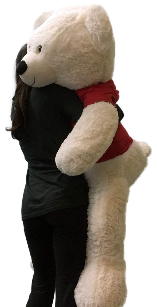 Giant Teddy Bear 52 Inch Soft White Wears Removable Tshirt I LOVE YOU