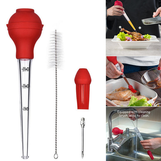 4PCS/SET Turkey Baster Silicone Bulb BBQ Tools