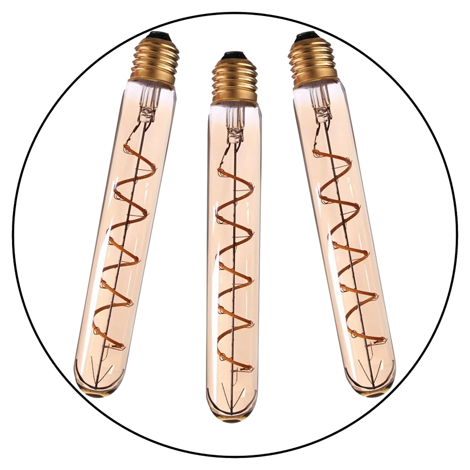 3 Pack LED E27 T185 4W Filament Glass Retro Warm White~1015 Main image