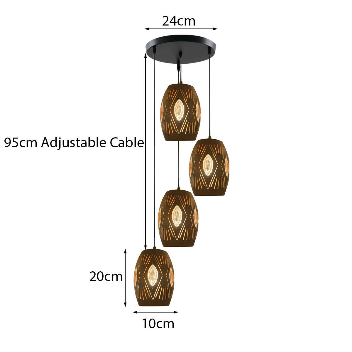 4 Way Multi Tier Ceiling Light Pendant Eyeball Design Shades Modern Secondary image