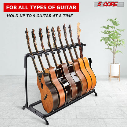 5Core Guitar Rack 9 Slot Multi Guitars Stands Floor Safe Storage for