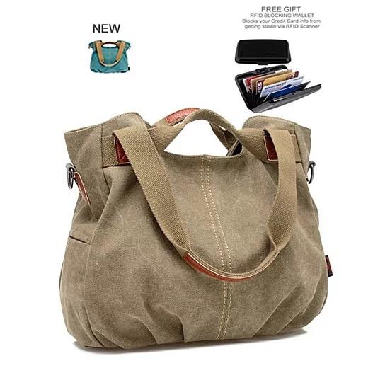 Canvas Satchel Handbag with Free RFID Case in 7 Colors - DUPLICATE