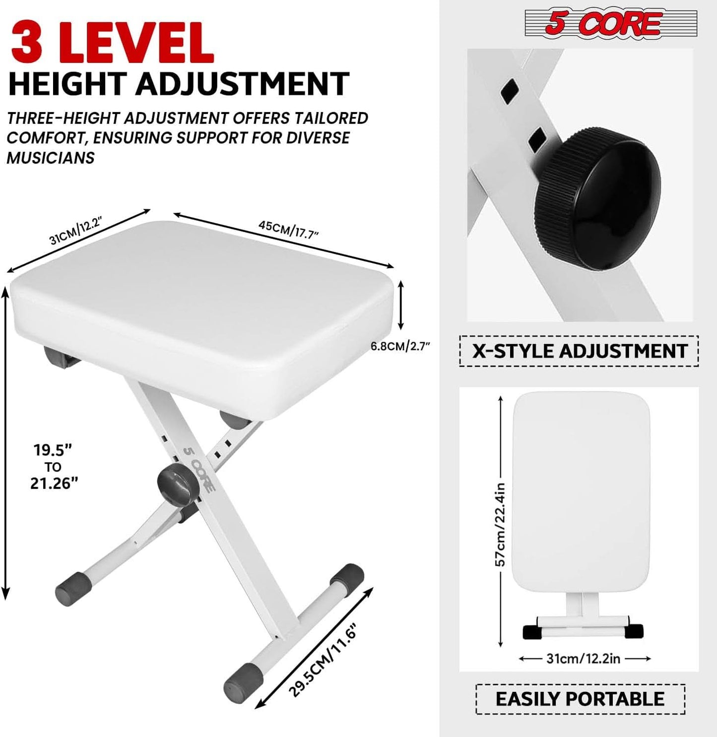 5Core Keyboard Stand Adjustable z Style Piano Riser + Keyboard Piano