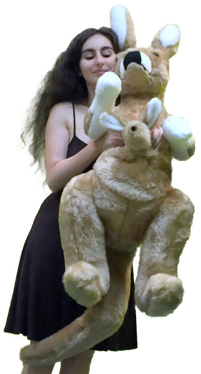 American Made Big Stuffed Kangaroo 42 Inches Tall With Baby in Pouch