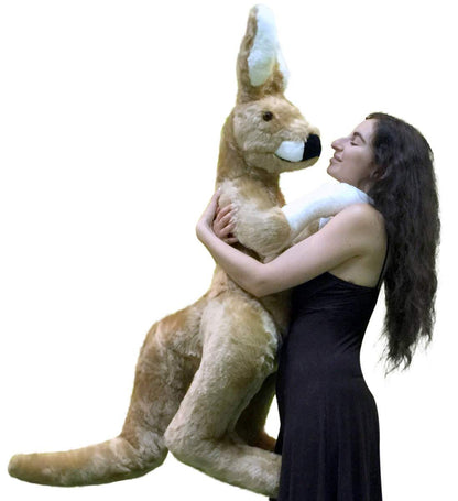 American Made Big Stuffed Kangaroo 42 Inches Tall With Baby in Pouch