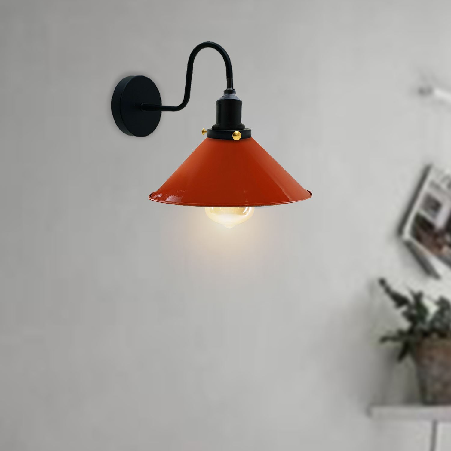 Vintage Industrial Swan Neck Wall Light Indoor Sconce Metal Cone Shape