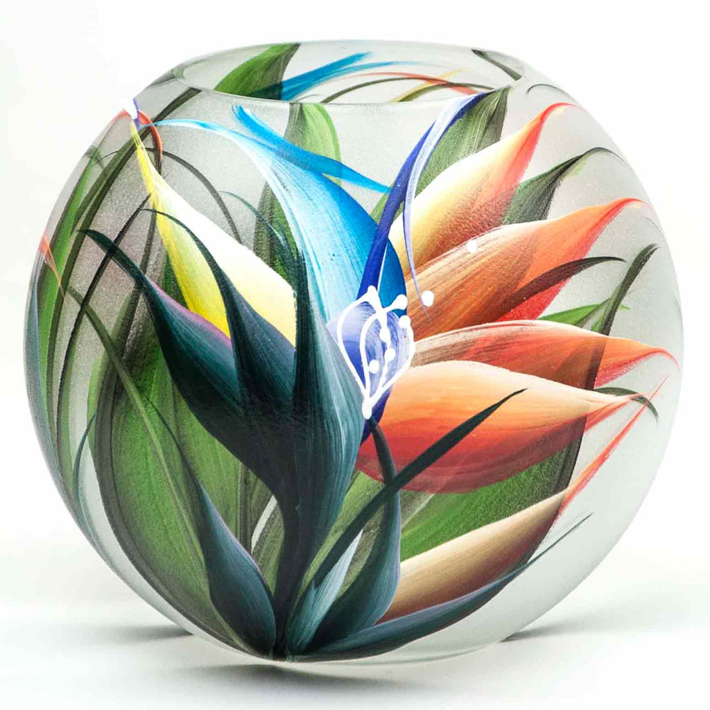 Handpainted Glass Vase for Flowers | Painted Art Glass Vase | Interior