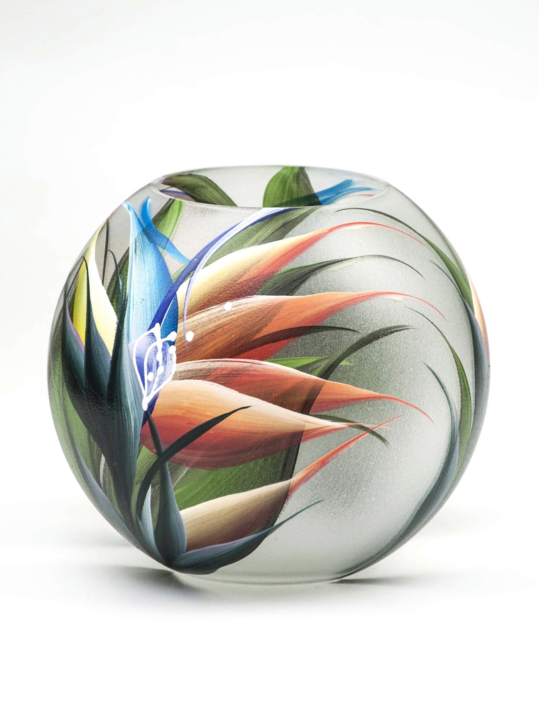 Handpainted Glass Vase for Flowers | Painted Art Glass Vase | Interior