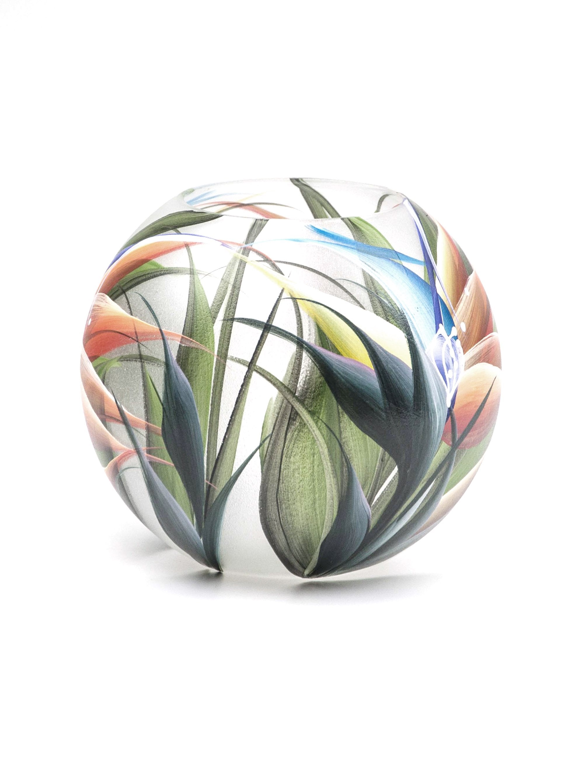 Handpainted Glass Vase for Flowers | Painted Art Glass Vase | Interior