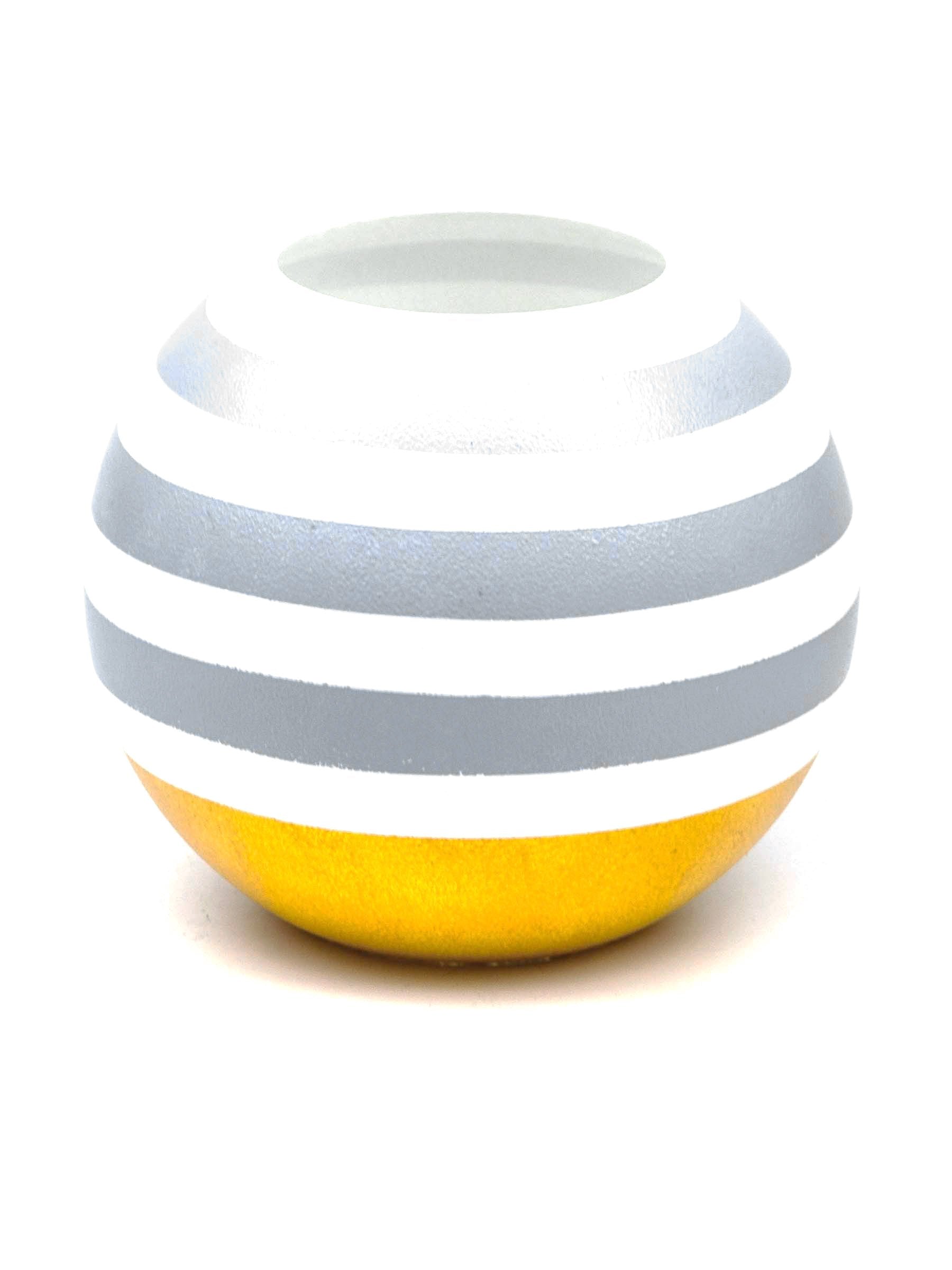 Handpainted Glass Vase for Flowers | Painted Art Glass Round Yellow Secondary image