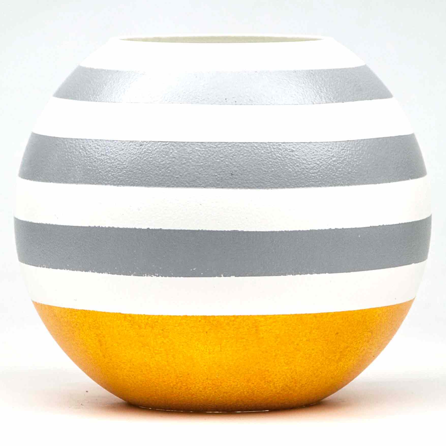 Handpainted Glass Vase for Flowers | Painted Art Glass Round Yellow Main image