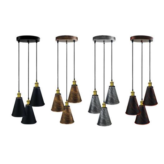 Retro Industrial 3- Head  Vintage Round Base Pendant Ceiling Main image