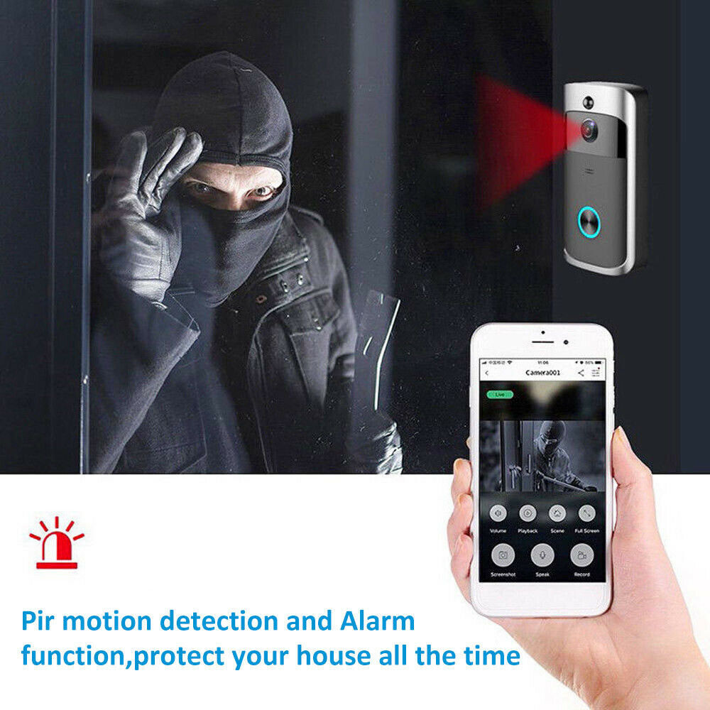 Smart Wireless WiFi Video Doorbell Phone Door Ring Intercom Security