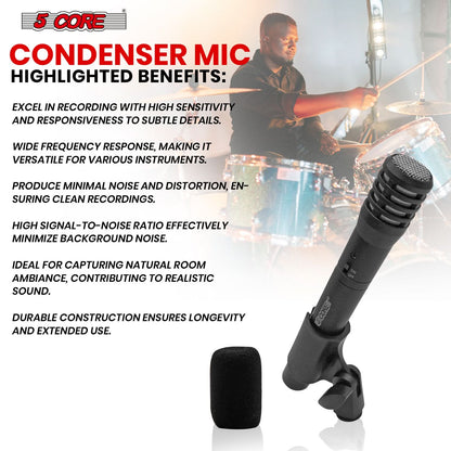 5Core Instrument Microphone Professional XLR Cardioid Pencil Stick