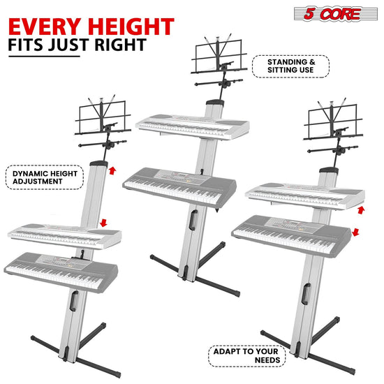 5Core Keyboard Stand 2 Tier Classic Adjustable Electric Piano Sturdy