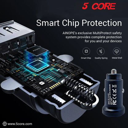 5Core Car Charger USB Type C Adapter 24W Fast Charging Anker Outlet